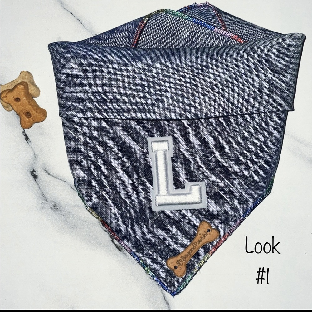 Blue Linen Blend Dog Bandana